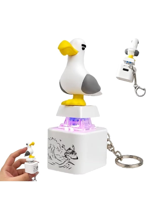 Seagull Mine Button Keychain Fidget Toy Real Sound LED Light Rechargeable Clicker Sensory Stress Relief Adult Keyboard Clicky Keychain Noise Maker Button Clicker Keyring Gadget
