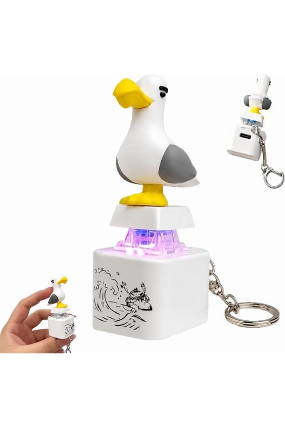 Seagull Mine Button Keychain Fidget Toys, Real Sound LED Light Rechargeable Clicker Sensory Stress Relief Adult Keyboard Clicky Keychain Noise Maker Button Clicker Keyring Gadget (1)