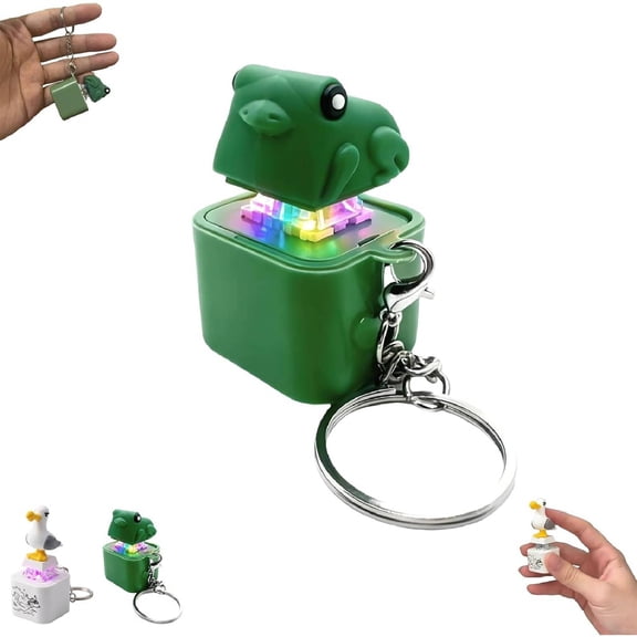 Seagull Mine Button Keychain, Frog Keychain with Sound Rechargeable Croaking Keyboard Clicker Fidget Toys Stress Relief Noise Maker Animal Keycaps for Adults Kids Funny Gifts Pack(frog-1pcs)