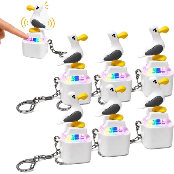 Seagull Mine Button Keychain, Real Sound, LED Light, Funny, Adults Keyboard Clicker for Fun& Stress Relief Fidget Toys Stress Relief Noise Maker Animal Keycaps Funny Gifts