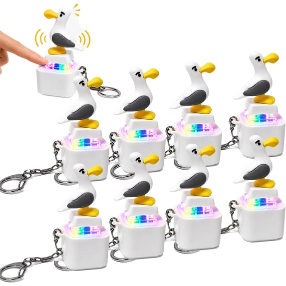 Seagull Mine Button Keychain, Real Sound, LED Light, Funny, Adults Keyboard Clicker for Fun& Stress Relief Fidget Toys Stress Relief Noise Maker Animal Keycaps Funny Gifts
