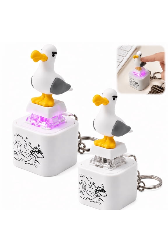 Seagull Mine Keychain, Keyboard Clicker Fidget Keychain with Sound and Light Effects, Portable Stress Relief Toy for Keys, Bags and Everyday Carry