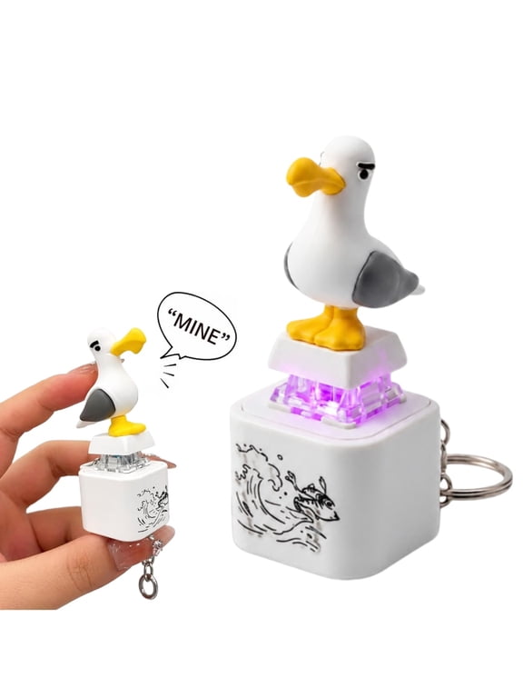 Seagull Mine Keychain, Seagull Mine Button Keychain with Real Sound & LED Light, Rechargeable Portable Mines Seagulls Keychains, Quacking(Rechargeable)