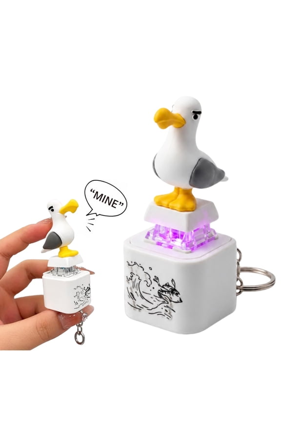 Seagull Mine Keychain, Seagull Mine Button Keychain with Real Sound & LED Light, Rechargeable Portable Mines Seagulls Keychains, Quacking(Rechargeable)