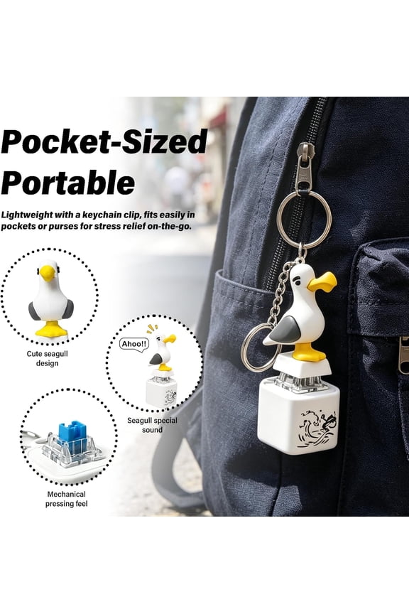 Seagull Mine Keychain Seagull Mine Button Keychain Seagull Button Desk Toy, Adults Keyboard Clicker for Fun Stress Relief with Sound Light Effects (A1-1PC)
