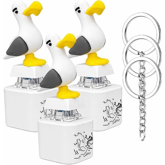 Seagull Mine Keychain Sound Button, Funny Seagull & Frog Noise Maker Keychain, Rechargeable Fidget Clicker Stress Relief Desk Toy for Office Gift