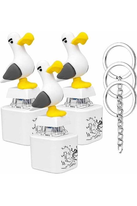 Seagull Mine Keychain Sound Button, Funny Seagull & Frog Noise Maker Keychain, Rechargeable Fidget Clicker Stress Relief Desk Toy for Office Gift