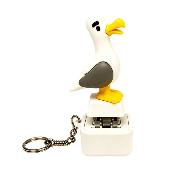 Seagull Mine Sound Button Keychain Rechargeable Clicker with LED Light Funny Bird Noise Maker Fidget Toy