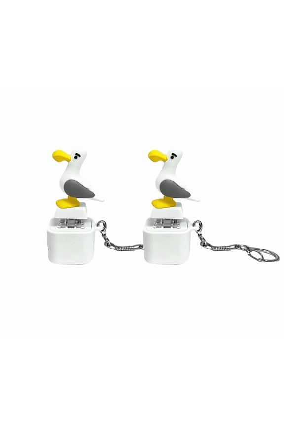Seagull Mine Sound Button Keychain Rechargeable Fidget Clicker with Real Sound LED Light, Funny Interactive Desk Stress Relief Toy Gifts for Adults (#02-2PCS)