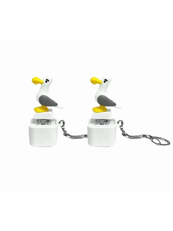 Seagull Mine Sound Button Keychain Rechargeable Fidget Clicker with Real Sound LED Light, Funny Interactive Desk Stress Relief Toy Gifts for Adults (#02-2PCS)