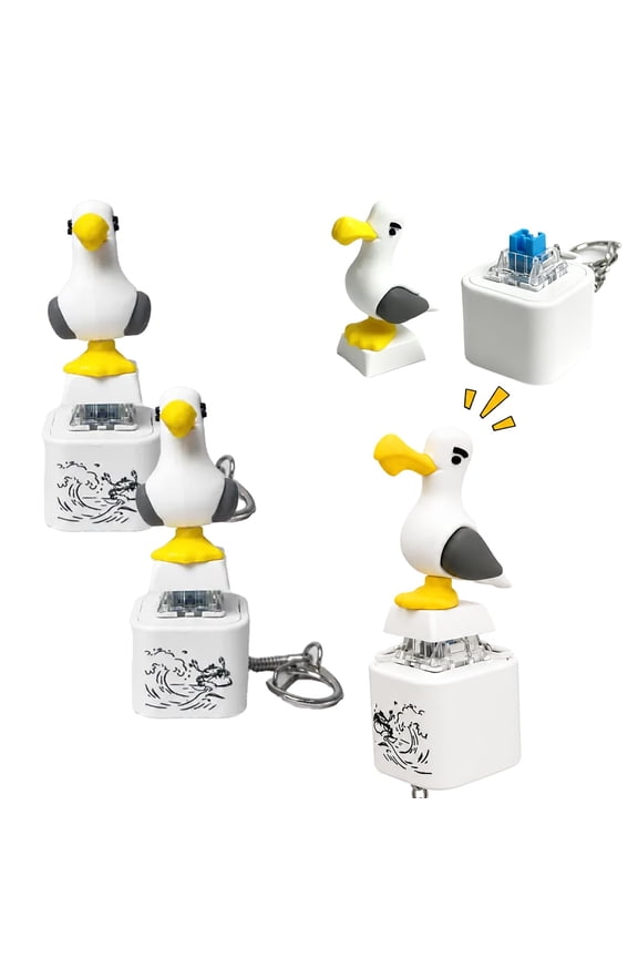 Seagull Mine Sound Button Keychain, Rechargeable Fidget Clicker with Real Sound & LED Light, Funny Interactive Desk Stress Relief Toy Gifts for Adults (6 Pcs)