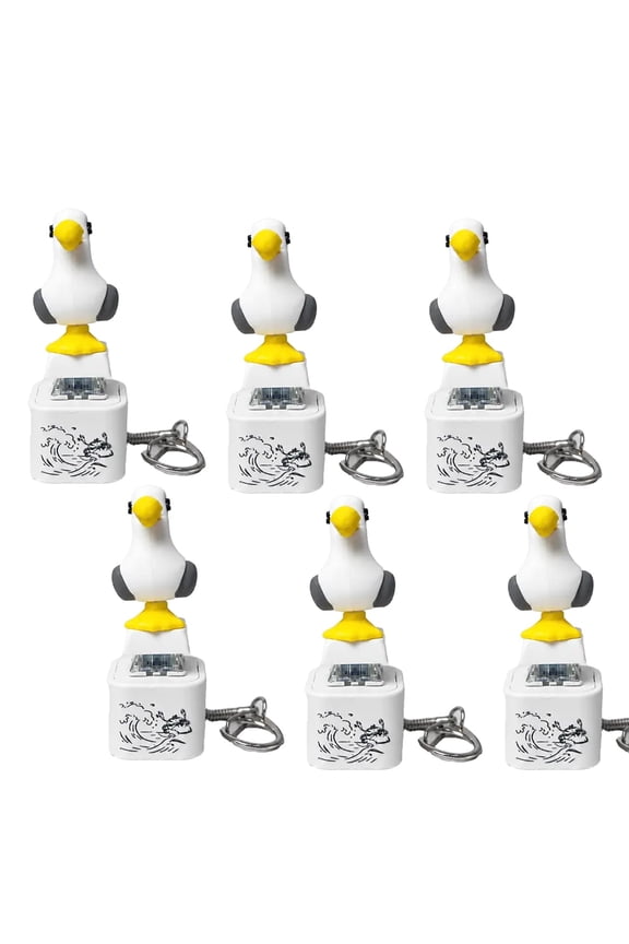 Seagull Mine Sound Button Keychain, Rechargeable Fidget Clicker with Real Sound & LED Light, Funny Interactive Desk Stress Relief Toy Gifts for Adults (6 Pcs)