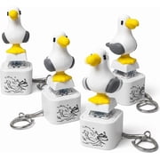 Seagull Mine Sound Button Keychain, Rechargeable Fidget Clicker with Real Sound & LED Light, Funny Interactive Desk Stress Relief Toy Gifts for Adults
