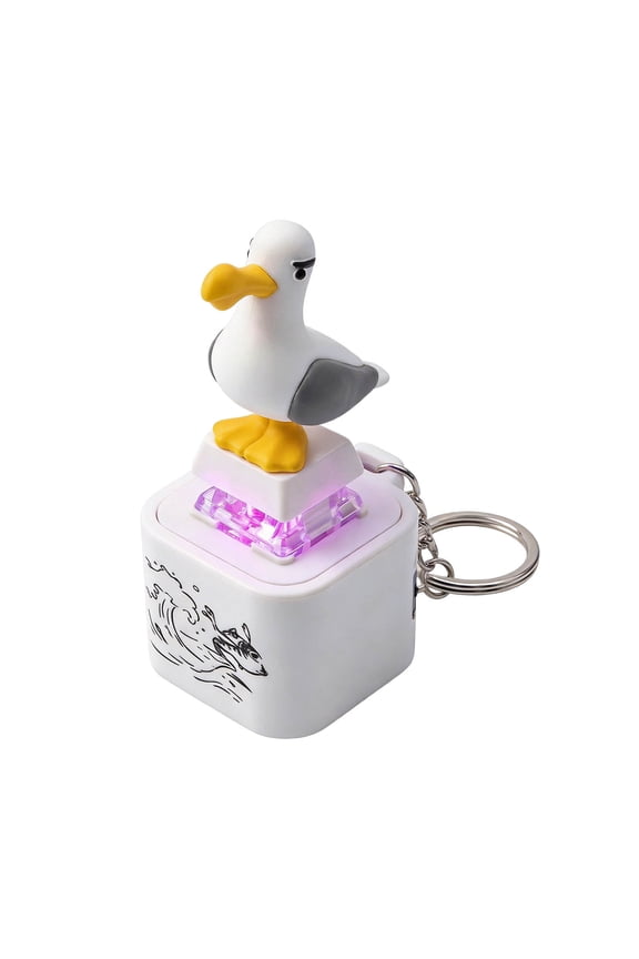 Seagull Mine Sound Button Keychain, Rechargeable Fidget Clicker with Real Sound & LED Light, Funny Interactive Desk Stress Relief Toy Gifts for Adults