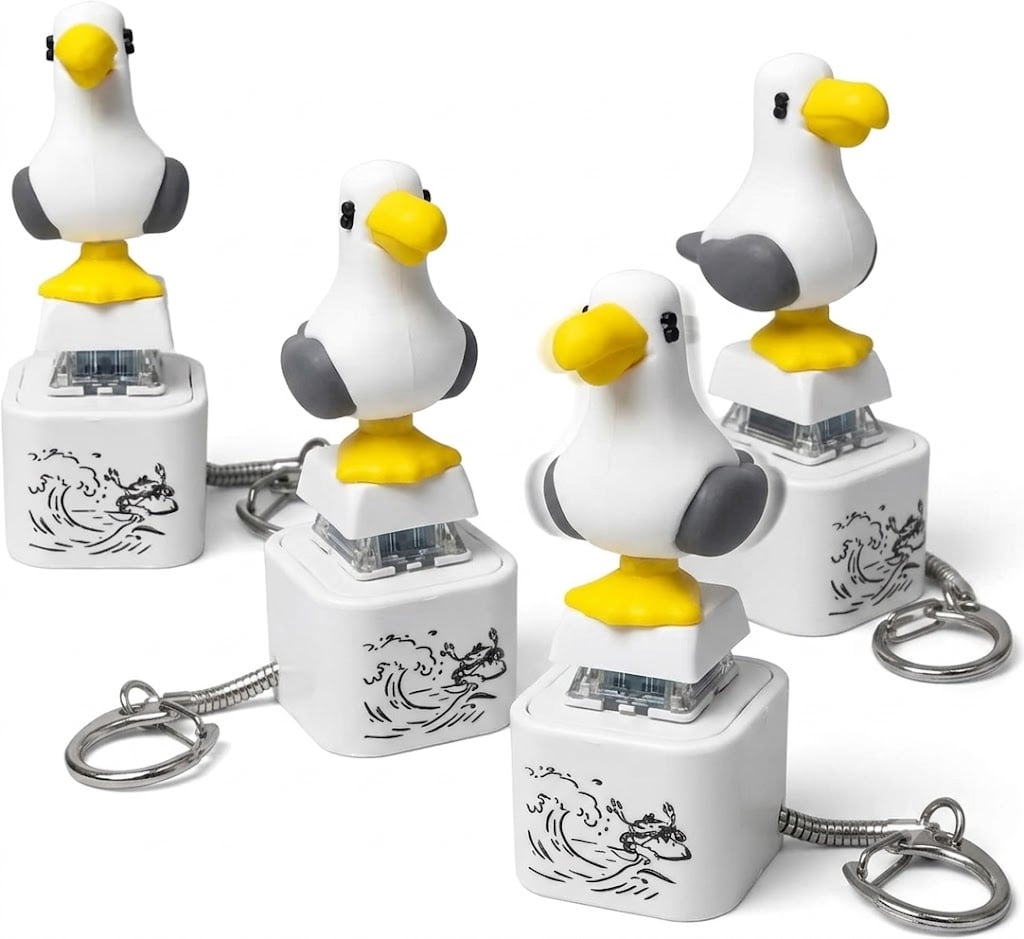 Seagull Mine Sound Button Keychain, Rechargeable Fidget Clicker with ...