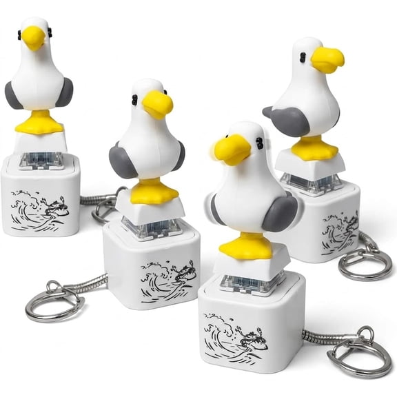 Seagull Mine Sound Button Keychain, Rechargeable Fidget Clicker with Real Sound & LED Light, Funny Interactive Desk Stress Relief Toy Gifts for Adults