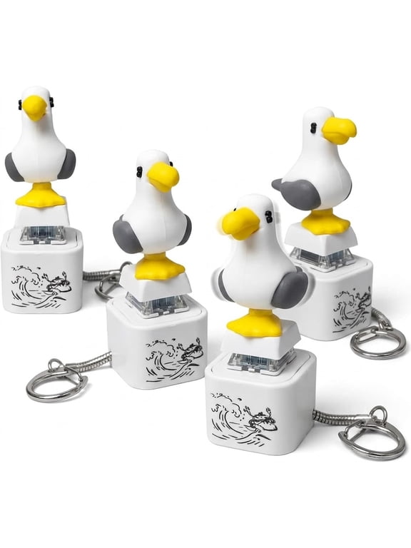 Seagull Mine Sound Button Keychain, Rechargeable Fidget Clicker with Real Sound & LED Light, Funny Interactive Desk Stress Relief Toy Gifts for Adults