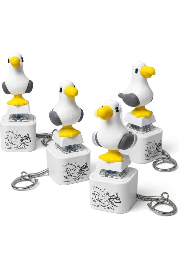 Seagull Mine Sound Button Keychain, Rechargeable Fidget Clicker with Real Sound & LED Light, Funny Interactive Desk Stress Relief Toy Gifts for Adults