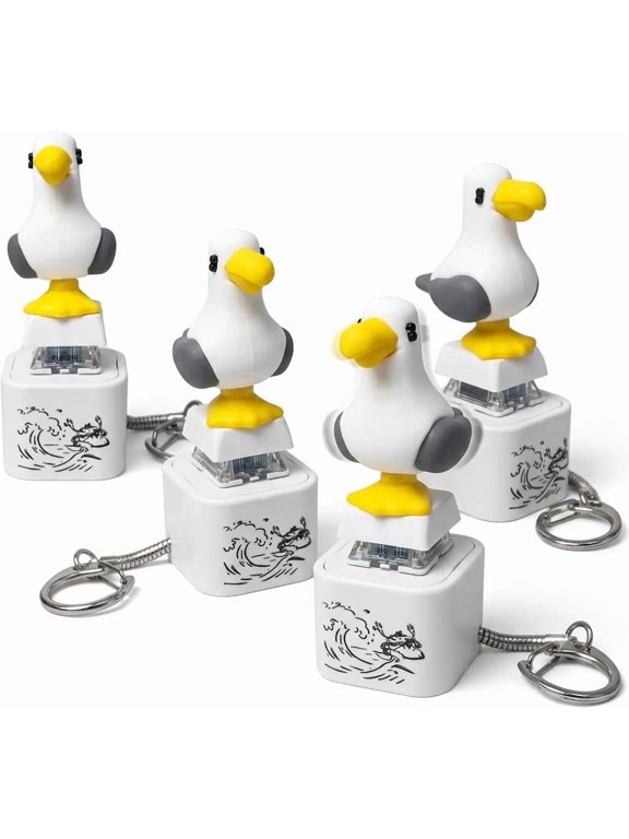 Seagull Mine Sound Button Keychain, Rechargeable Fidget Clicker with Real Sound & LED Light, Funny Interactive Desk Stress Relief Toy Gifts for Adults