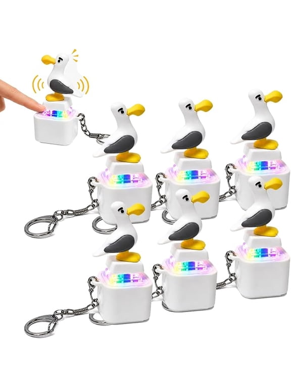 Seagull Mine Sound Button Keychain, Rechargeable Fidget Clicker with Real Sound & LED Light, Funny Interactive Desk Stress Relief Toy Gifts for Adults