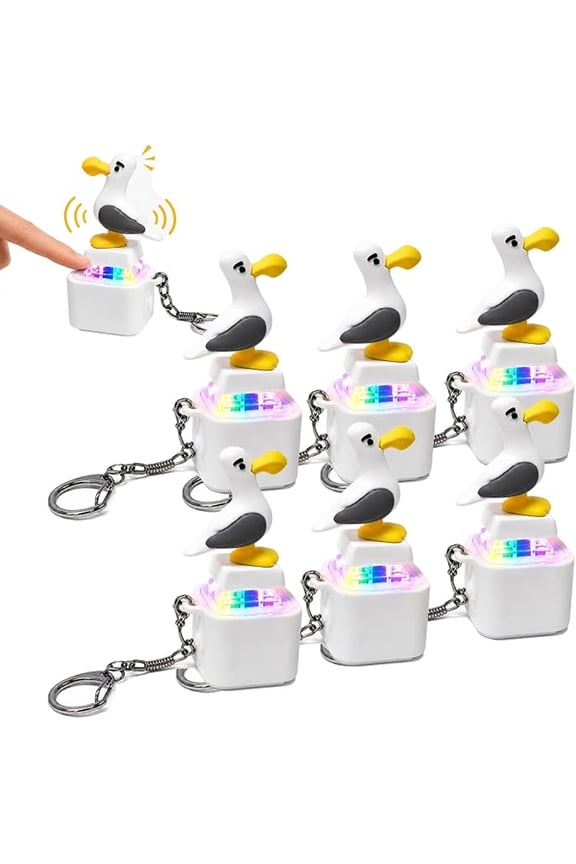 Seagull Mine Sound Button Keychain, Rechargeable Fidget Clicker with Real Sound & LED Light, Funny Interactive Desk Stress Relief Toy Gifts for Adults