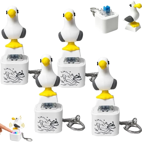 Seagull Mine Sound Button Keychain, Rechargeable Fidget Clicker with Real Sound & LED Light, Funny Interactive Desk Stress Relief Toy Gifts for Adults