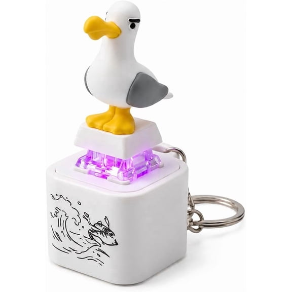 Seagull Mine Sound Button Keychain, Rechargeable Fidget Clicker with Real Sound & LED Light, Funny Interactive Desk Stress Relief Toys Gifts for Adults
