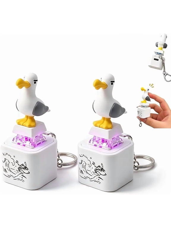 Seagull Mine Sound Button Keychain, Rechargeable Fidget Clicker Toy with LED Light, Gadget for Home, Office, Desk, Travel, Display, Gift, 2 Pcs