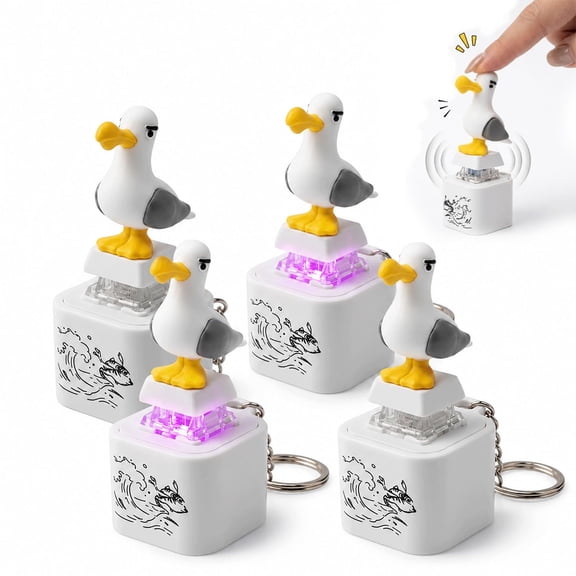 Seagull Mine Sound Button Keychain, Rechargeable Fidget Clicker with Real Sound & LED Light, Adults fidget keychain
