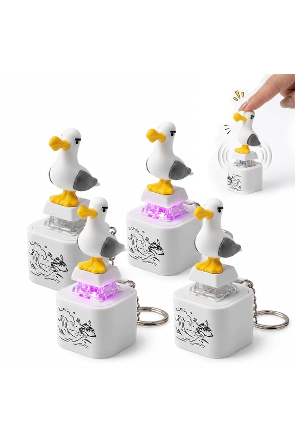 Seagull Mine Sound Button Keychain, Rechargeable Fidget Clicker with Real Sound & LED Light, Adults fidget keychain