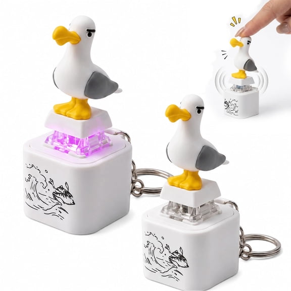 Seagull Mine Sound Button Keychain, Rechargeable Fidget Clicker with Real Sound & LED Light, Adults fidget keychain