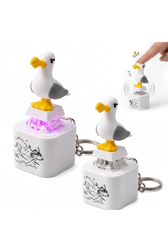 Seagull Mine Sound Button Keychain, Rechargeable Fidget Clicker with Real Sound & LED Light, Adults fidget keychain