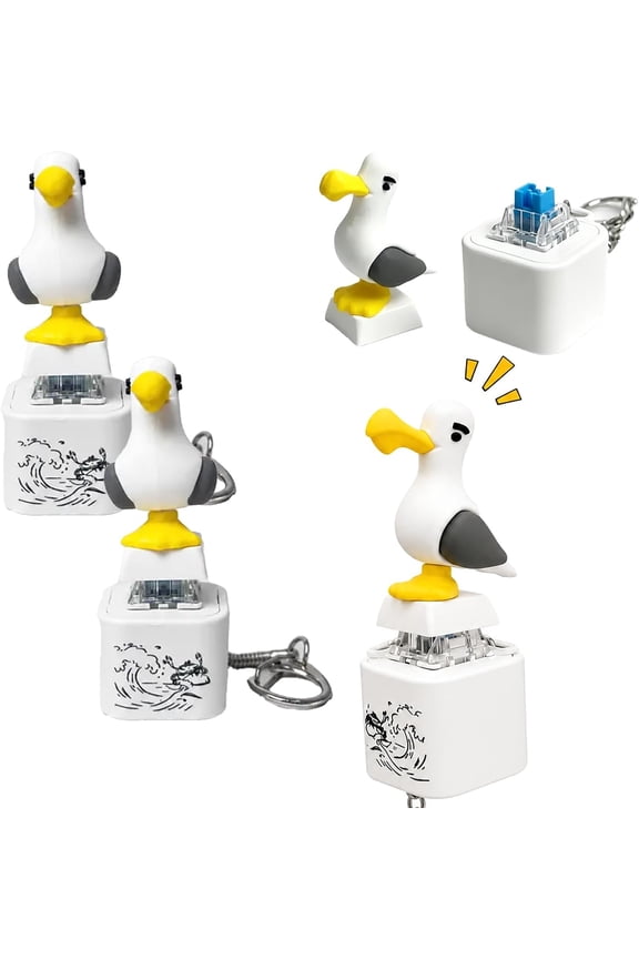 Seagull Mine Sound Button Keychain, Rechargeable Fidget Clicker with Real Sound & LED Light, Funny Interactive Desk Stress Relief Gifts for Adults