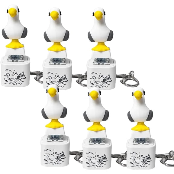 Seagull Mine Sound Button Keychain, Rechargeable LED Desk Toy Fidget Clicker with Real Sound LED Light, for Stress Relief, Cute Bird Keychain Gamers Adults Office Gift (6 White)