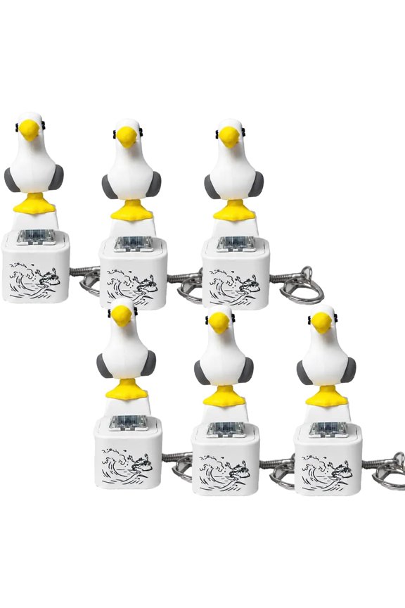 Seagull Mine Sound Button Keychain, Rechargeable LED Desk Toy Fidget Clicker with Real Sound LED Light, for Stress Relief, Cute Bird Keychain Gamers Adults Office Gift (6 White)