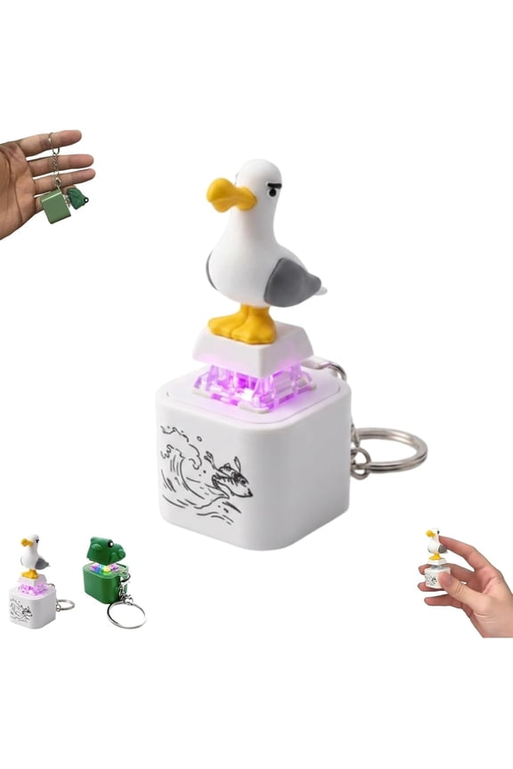 Seagull Mine Sound Button Keychain, Seagull Mine Button Keychain, Rechargeable Fidget Clicker with Real Sound and LED Light Interactive Desk Stress Relief Toy Gifts for Adults Funny Gifts Pack (A*1)