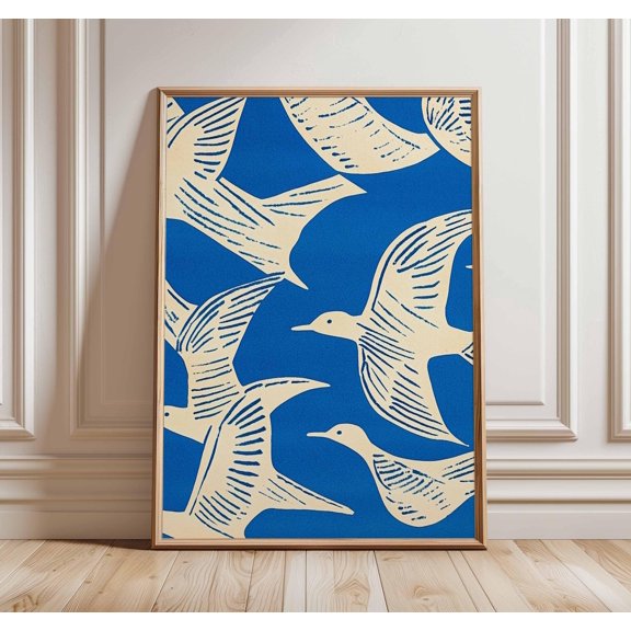 Seagull Modern Coastal Minimalist Bird Poster Unframed Paper Print