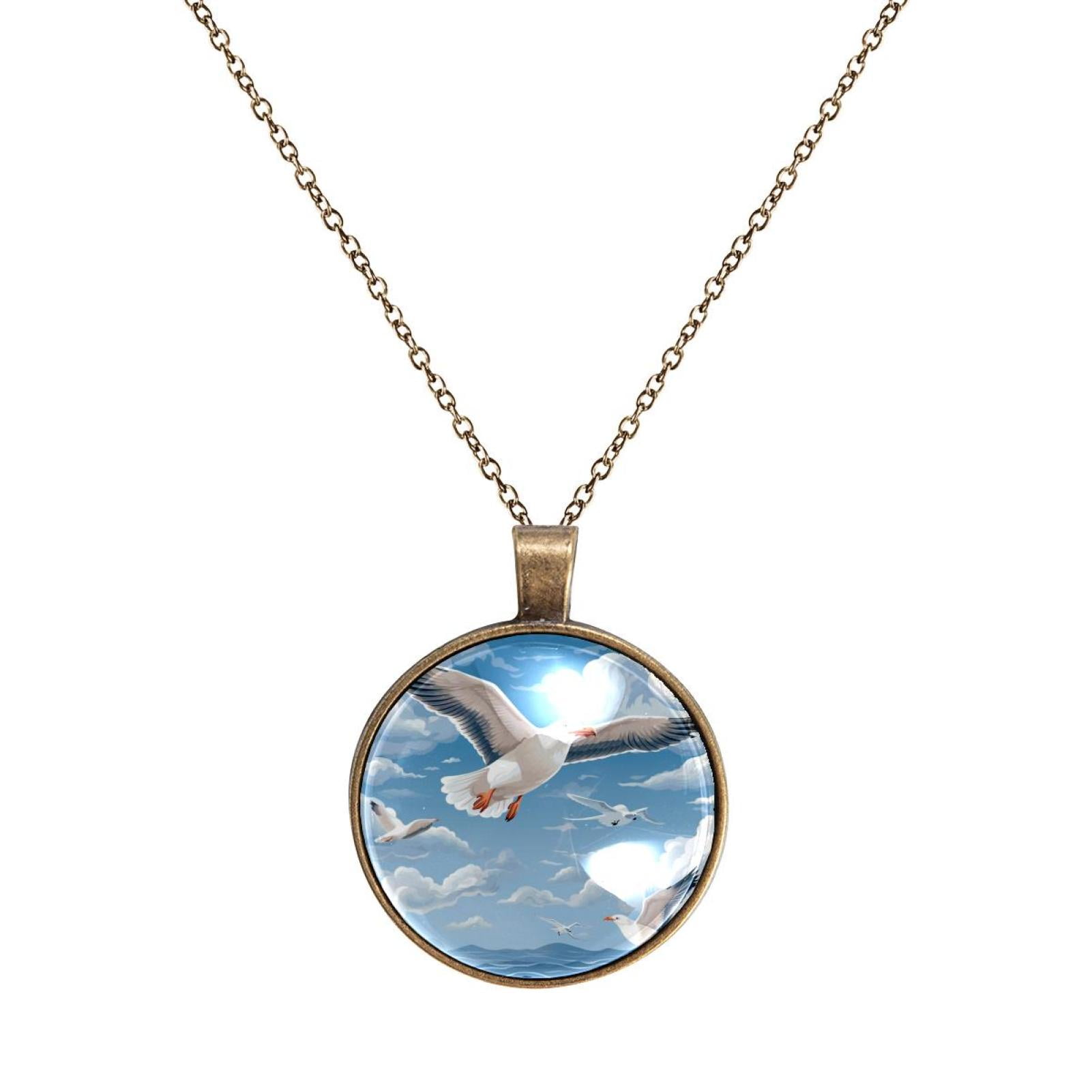 Seagull Necklace Personalized Custom Photo Round Pendant Adjustable ...