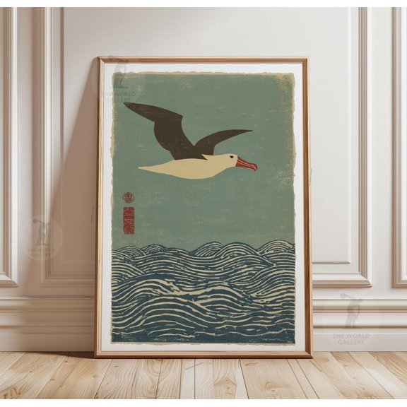 Seagull Ocean Japanese Wave Bird Poster Unframed Paper Print
