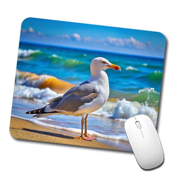 Seagull On Beach Mouse Pad Low Profile Gaming Mat