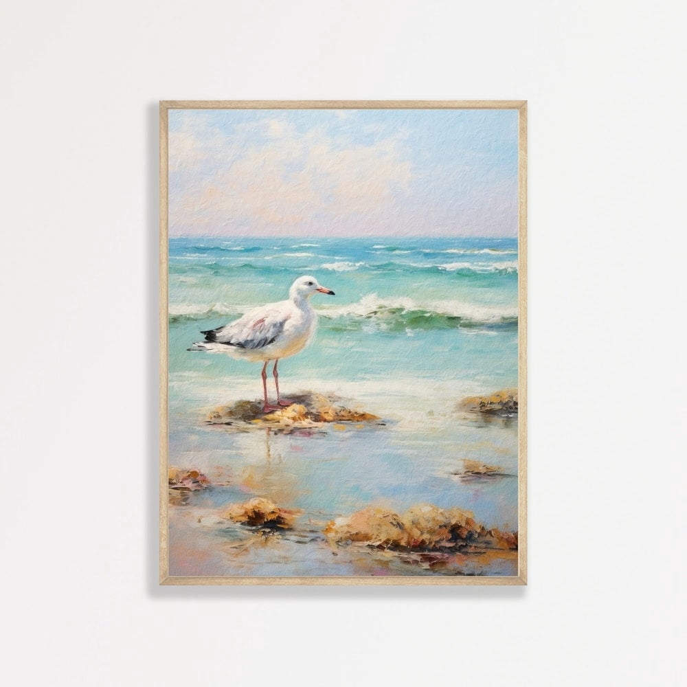 Seagull Painting, Coastal Bird Wall Art, Beach Ocean Room Decor, NO ...