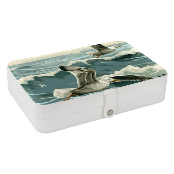 Seagull Portable PU Leather Earring Holder Organizer with Removable Compartment and Storage Box
