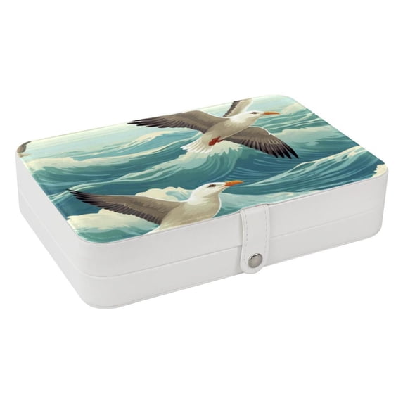 Seagull Premium PU Leather Jewelry Box Organizer with Removable Compartment and Portable Bracelet Holder