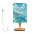 thumbnail image 1 of Seagull Sea Wave Beach Bedside Desk Lamp LED Table Nightstand Lamps Warm Light Fabric Lampshade for Home Bedroom Office Living Room Decor, 1 of 7