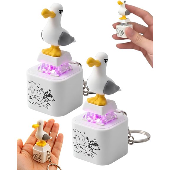 Seagull Sound Keychain Fidget Rechargeable Button Press for Stress2 Pcs
