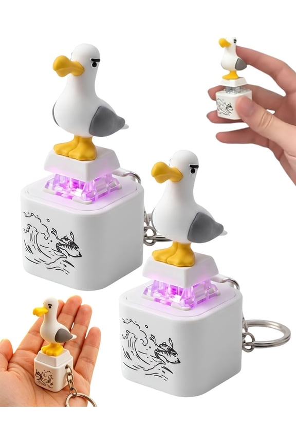Seagull Sound Keychain Fidget Rechargeable Button Press for Stress2 Pcs