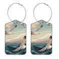 thumbnail image 1 of Seagull Square PU Leather 2 Pack Travel Tag - Bag Tag - Suitcase Tag with Privacy Cover and Stainless Steel Ring - Suitable for Travel, Backpack, and Handbag, 1 of 7