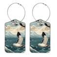 thumbnail image 1 of Seagull Square PU Leather Luggage Tags - 2 Pack with Privacy Cover and Stainless Steel Ring - Suitable for Travel, Backpack, Handbag - Suitcase Tags, Travel Tag, 1 of 7