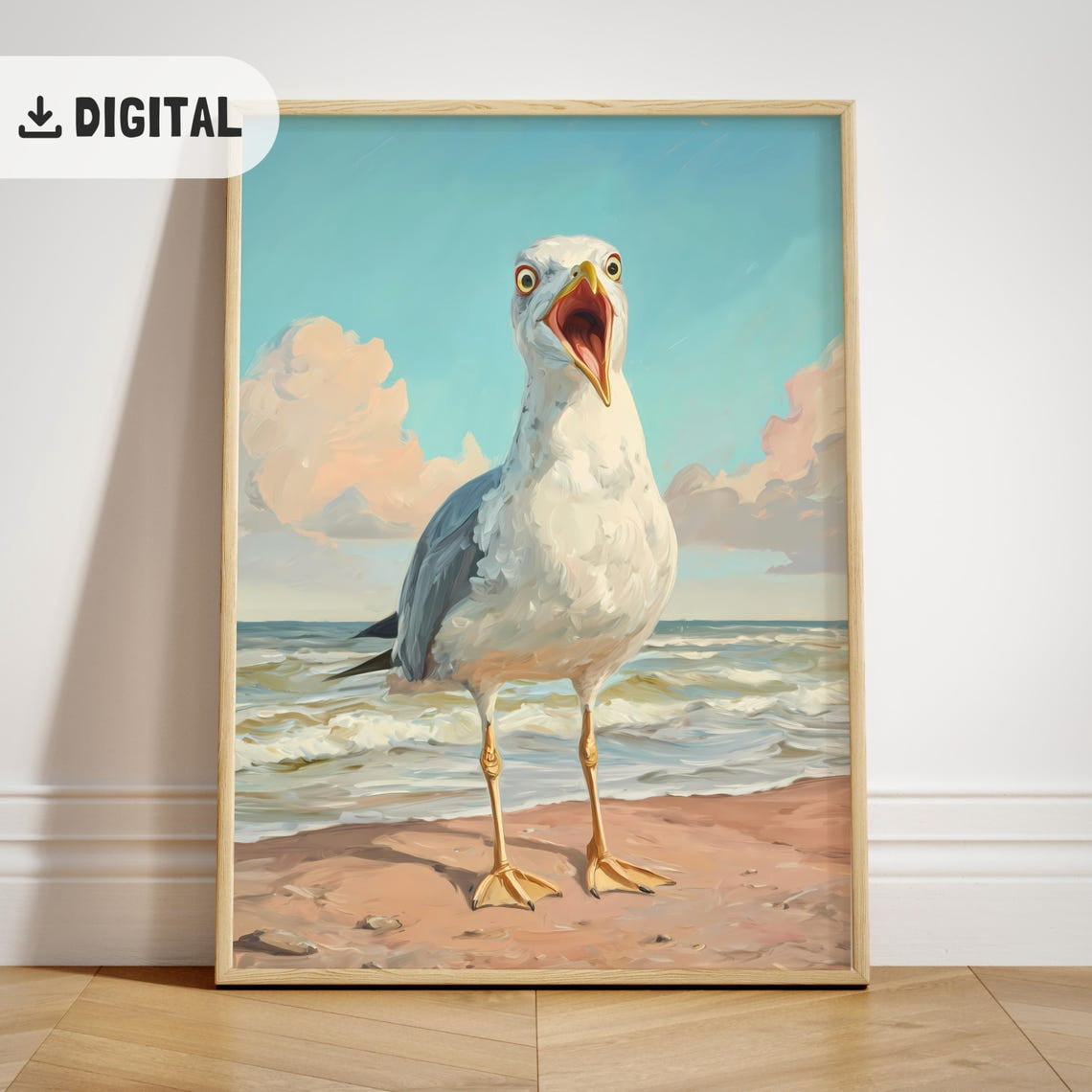 Seagull Summer, Coastal Beach House Wall Decor, Poster Ocean Bird Art ...