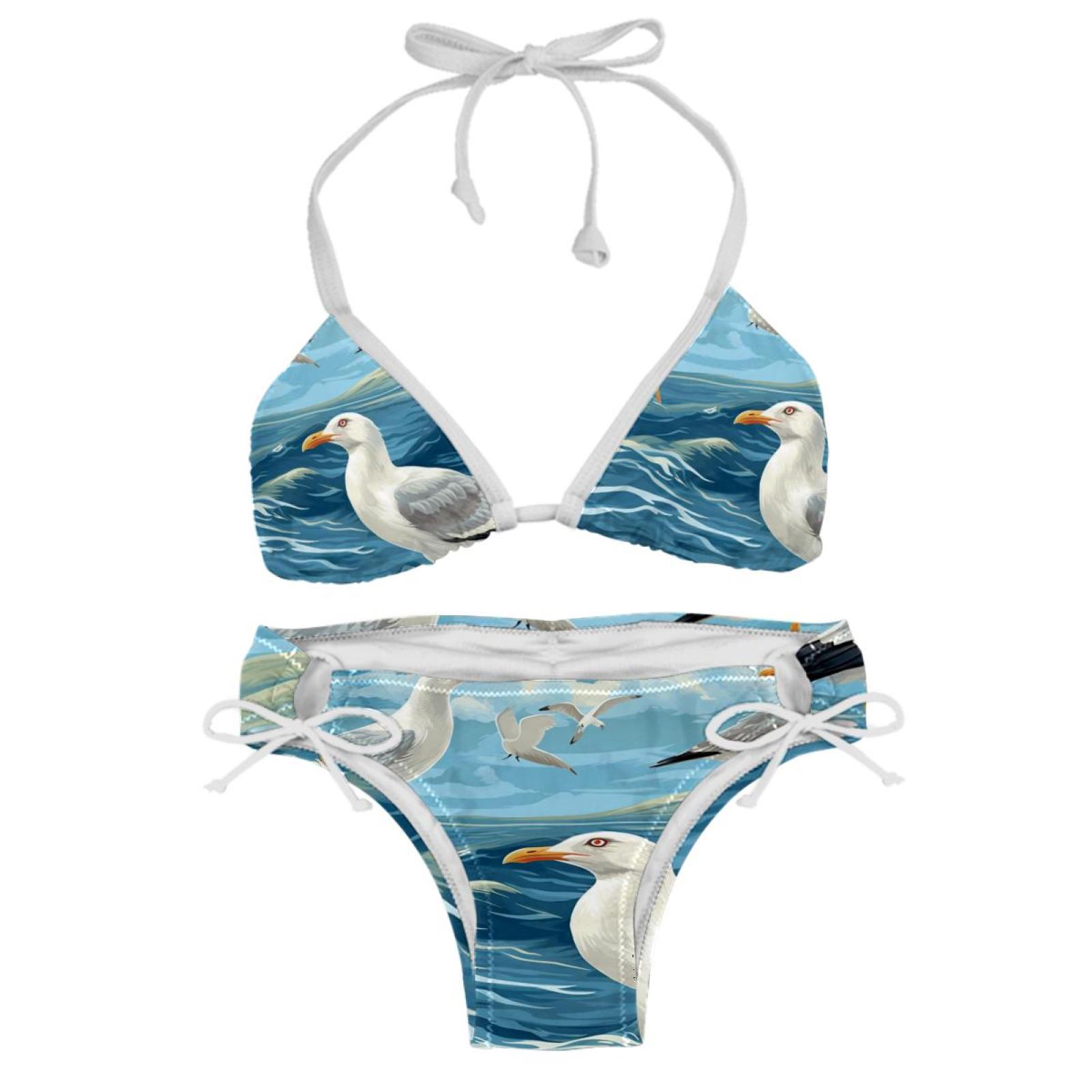 Seagull Swimming Suit Bikini Set Bikinis, Detachable Sponge, Adjustable ...